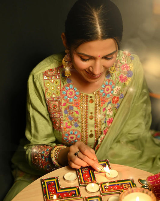 Captivating  Embroidery Sequence Work Rediyam Color Sahara Suit