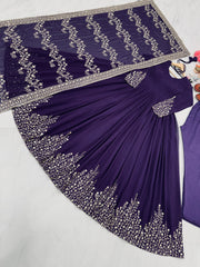 Lovely Sequence Embroidery Work Purple Color Gown With Dupatta Lovely Sequence Embroidery Work Purple Color Gown With Dupatta