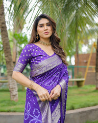 Captivating Blue Color Bandari  Style Saree Captivating Blue Color Bandari  Style Saree