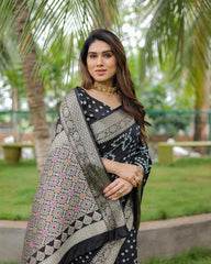 Captivating Black Color Bandari  Style Saree Captivating Black Color Bandari  Style Saree