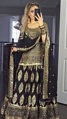 Embellished  Sequence  Embroidery Work Black Color Lehenga With Top Embellished  Sequence  Embroidery Work Black Color Lehenga With Top