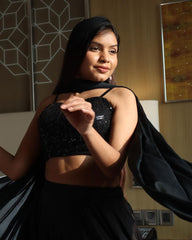 Luxuriant Sequins Work Black Color Lehenga Choli Luxuriant Sequins Work Black Color Lehenga Choli