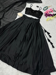 Luxuriant Sequins Work Black Color Lehenga Choli Luxuriant Sequins Work Black Color Lehenga Choli