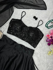 Luxuriant Sequins Work Black Color Lehenga Choli Luxuriant Sequins Work Black Color Lehenga Choli