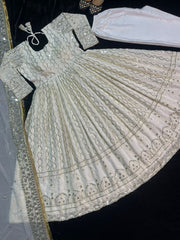 Outstanding Sequence And Embroidery Work White Color Gown Outstanding Sequence And Embroidery Work White Color Gown