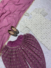 Captivating  Embroidery Sequence Work White Color Dhoti Suit Captivating  Embroidery Sequence Work White Color Dhoti Suit