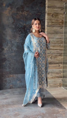 Good Looking Embroidery Sequence Work Sky Blue Color Anarkali Suit Good Looking Embroidery Sequence Work Sky Blue Color Anarkali Suit