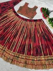 Eyes Catching Maroon Color Embroidered Lehenga Choli Eyes Catching Maroon Color Embroidered Lehenga Choli