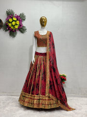 Eyes Catching Maroon Color Embroidered Lehenga Choli Eyes Catching Maroon Color Embroidered Lehenga Choli