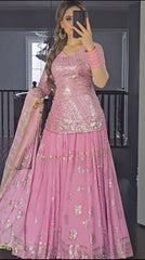 Stunning Sequence Work Pink Color Top With Lehenga Stunning Sequence Work Pink Color Top With Lehenga