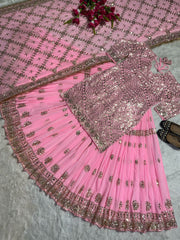 Stunning Sequence Work Pink Color Top With Lehenga Stunning Sequence Work Pink Color Top With Lehenga