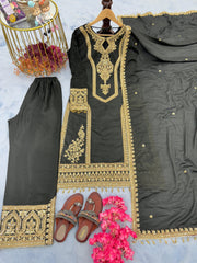 Beautiful  Embroidery Sequence Work Black Color Anarkali Suit Beautiful  Embroidery Sequence Work Black Color Anarkali Suit
