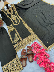 Beautiful  Embroidery Sequence Work Black Color Anarkali Suit Beautiful  Embroidery Sequence Work Black Color Anarkali Suit
