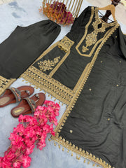 Beautiful  Embroidery Sequence Work Black Color Anarkali Suit Beautiful  Embroidery Sequence Work Black Color Anarkali Suit