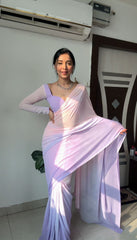 Party Wear Purple And Pink Color Ready To Wear saree Party Wear Purple And Pink Color Ready To Wear saree