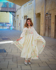 Amazing  Embroidery Malty Thread Work White Color Anarkali Suit Amazing  Embroidery Malty Thread Work White Color Anarkali Suit