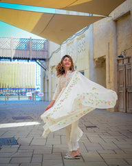 Amazing  Embroidery Malty Thread Work White Color Anarkali Suit Amazing  Embroidery Malty Thread Work White Color Anarkali Suit