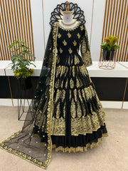 Heavy Embroidery Sequence Work Black Color Lehenga Choli Heavy Embroidery Sequence Work Black Color Lehenga Choli