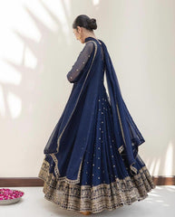 Outstanding Pattern Navy Blue Color Gown Outstanding Pattern Navy Blue Color Gown