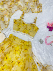 Peaceful Yellow Color Organza Digital Printed Lehenga Choli Peaceful Yellow Color Organza Digital Printed Lehenga Choli