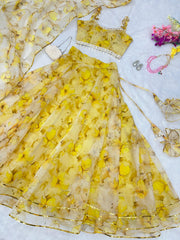 Peaceful Yellow Color Organza Digital Printed Lehenga Choli Peaceful Yellow Color Organza Digital Printed Lehenga Choli