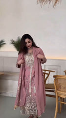 Demanding Embroidery Sequence Work Peach Color Anarkali Suit Demanding Embroidery Sequence Work Peach Color Anarkali Suit