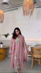Demanding Embroidery Sequence Work Peach Color Anarkali Suit Demanding Embroidery Sequence Work Peach Color Anarkali Suit