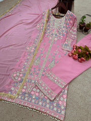 Demanding Embroidery Sequence Work Peach Color Anarkali Suit Demanding Embroidery Sequence Work Peach Color Anarkali Suit
