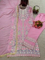 Demanding Embroidery Sequence Work Peach Color Anarkali Suit Demanding Embroidery Sequence Work Peach Color Anarkali Suit