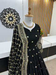 Mesmerizing Embroidery Sequence Work Black Color Long Gown Mesmerizing Embroidery Sequence Work Black Color Long Gown