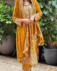 Demanding Embroidery Sequence Work Yellow Color Anarkali Suit Demanding Embroidery Sequence Work Yellow Color Anarkali Suit