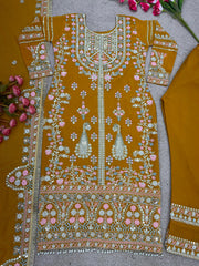 Demanding Embroidery Sequence Work Yellow Color Anarkali Suit Demanding Embroidery Sequence Work Yellow Color Anarkali Suit