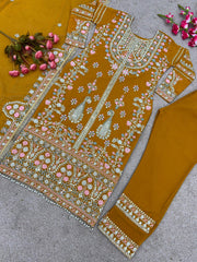 Demanding Embroidery Sequence Work Yellow Color Anarkali Suit Demanding Embroidery Sequence Work Yellow Color Anarkali Suit