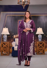 Outstanding  Embroidery Work Purple Color Anarkali Suit Outstanding  Embroidery Work Purple Color Anarkali Suit