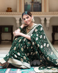 Embellished Green Color Jacquard Border Silk Saree Embellished Green Color Jacquard Border Silk Saree