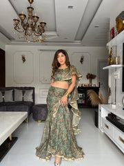 Demanding Sparkle Fabric Fish Mehndi Color Lehenga Choli Demanding Sparkle Fabric Fish Mehndi Color Lehenga Choli