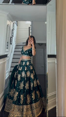 Demanding Sequence Work Rama Color Lehenga Choli Demanding Sequence Work Rama Color Lehenga Choli
