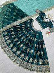Demanding Sequence Work Rama Color Lehenga Choli Demanding Sequence Work Rama Color Lehenga Choli