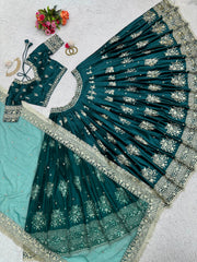 Demanding Sequence Work Rama Color Lehenga Choli Demanding Sequence Work Rama Color Lehenga Choli
