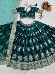 Demanding Sequence Work Rama Color Lehenga Choli Demanding Sequence Work Rama Color Lehenga Choli