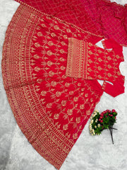 Admiring Chine Stitch Work Pink Color Top With Lehenga Admiring Chine Stitch Work Pink Color Top With Lehenga