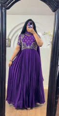 Demanding Embroidered Work Blue Color Gown Demanding Embroidered Work Blue Color Gown