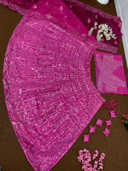 Function Wear Sequence Work Pink Lehenga Choli Function Wear Sequence Work Pink Lehenga Choli