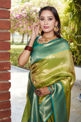 Glorious Tissue Silk Green Color Saree Glorious Tissue Silk Green Color Saree