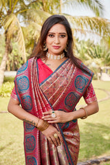 Embellished  Kanjivaram Soft Silk Pink Color Saree Embellished  Kanjivaram Soft Silk Pink Color Saree