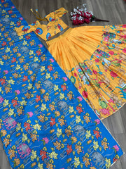 Pretty Kalamkari Print Yellow Color Lehenga Choli Pretty Kalamkari Print Yellow Color Lehenga Choli