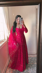 Blissful Thread With Sequence Pink Color Gown Blissful Thread With Sequence Pink Color Gown