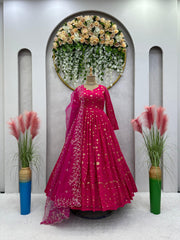 Blissful Thread With Sequence Pink Color Gown Blissful Thread With Sequence Pink Color Gown