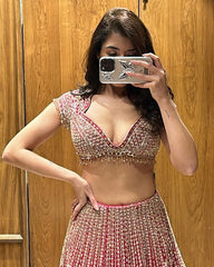 Fashionable Embroidered Sequence Work Pink Color Lehenga Choli Fashionable Embroidered Sequence Work Pink Color Lehenga Choli