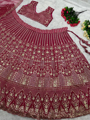 Fashionable Embroidered Sequence Work Pink Color Lehenga Choli Fashionable Embroidered Sequence Work Pink Color Lehenga Choli